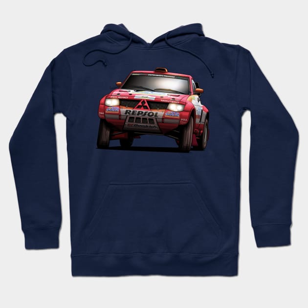 Mitsubishi Pajero Evo - Dakar Hoodie by Mario Ramos Rally Art